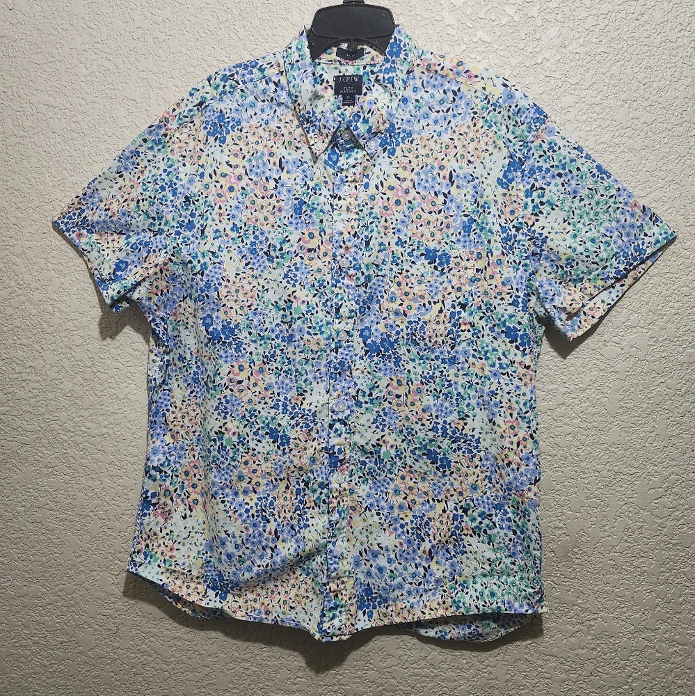 J. Crew Mens Multicolor Floral Flex Washed Button Down Shirt
